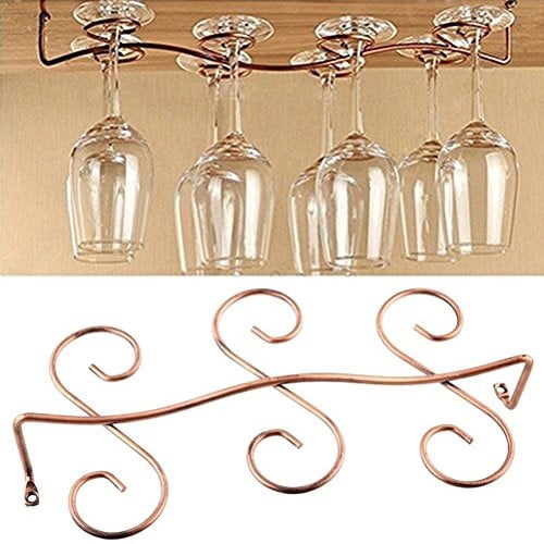 Buytra Under Cabinet Wine Glass Rack Stemware Holder for Home Bar Holds up to 8 Glasses Copper Color Buytra Under Cabinet Wine Glass Rack Stemware Holder for Home Bar Holds up to 8 Glasses Copper Color